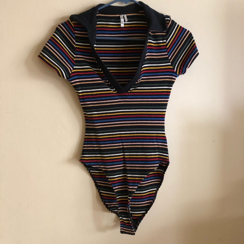 Striped body suit - size small
